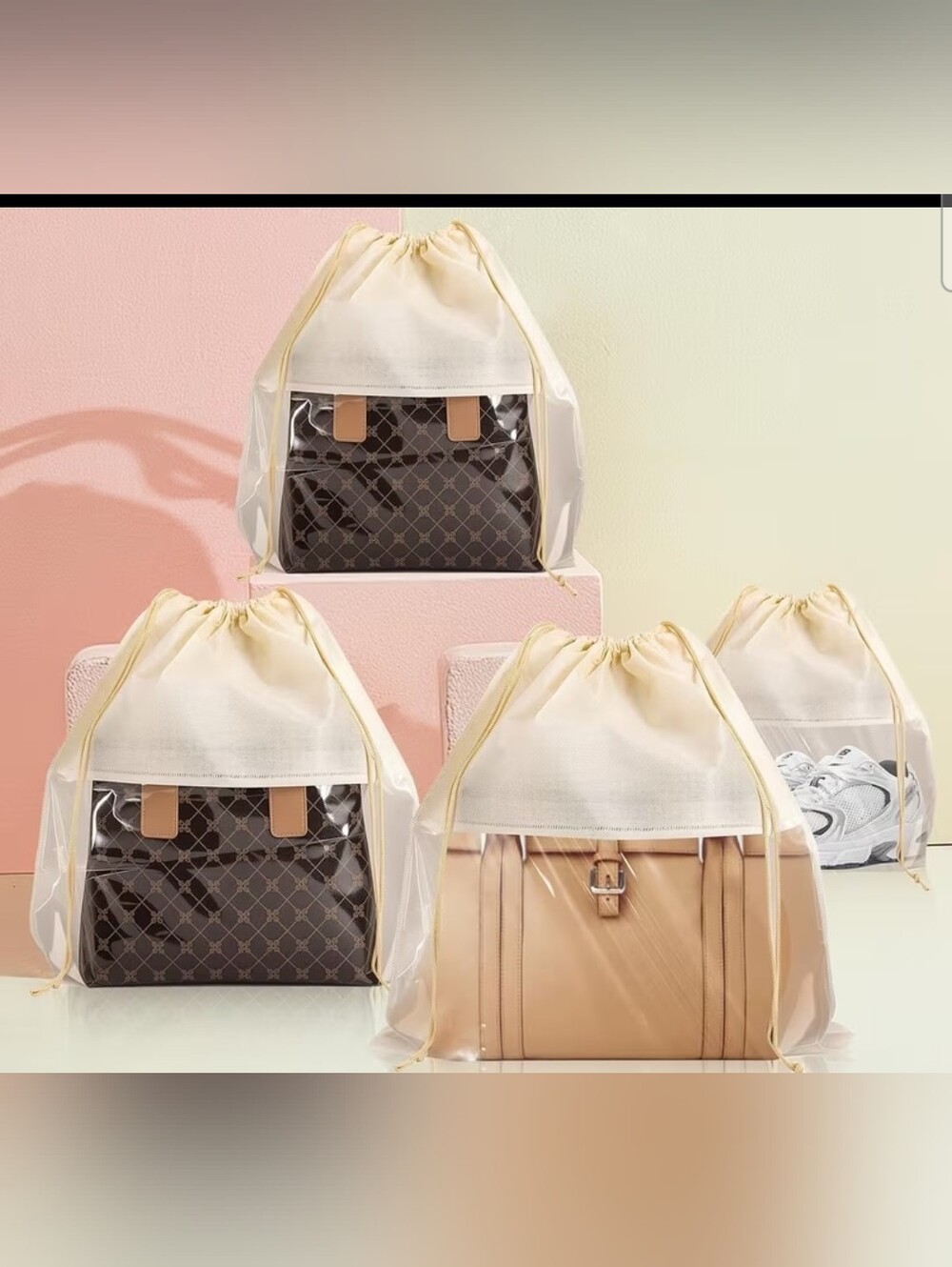 Drawstring Dust Bag Set for Handbags and Accessories Qty 10